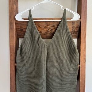 Olive Green Ribbed Sweater Tank Top